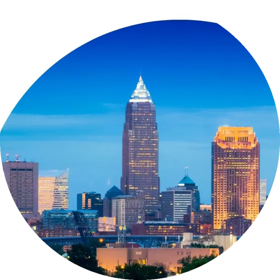 Cleveland skyline at dusk